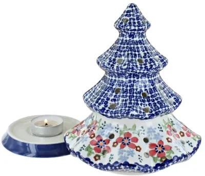 Blue Rose Polish Pottery Festive Fir Tree Luminary