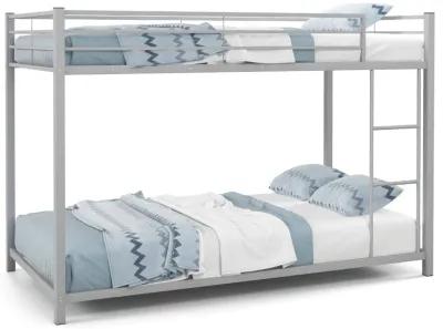 Low Profile Twin Over Twin Metal Bunk Bed with Full-length Guardrails