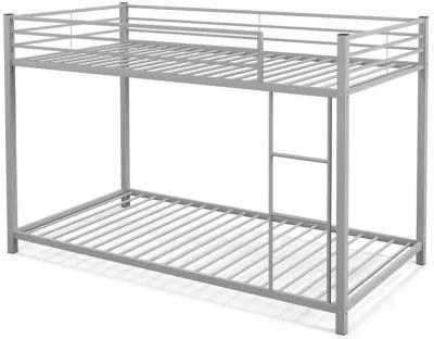 Low Profile Twin Over Twin Metal Bunk Bed with Full-length Guardrails