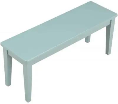 Bray 44 Inch Modern Rectangular Dining Bench, Tapered Legs, Teal Blue-Benzara