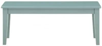 Bray 44 Inch Modern Rectangular Dining Bench, Tapered Legs, Teal Blue-Benzara