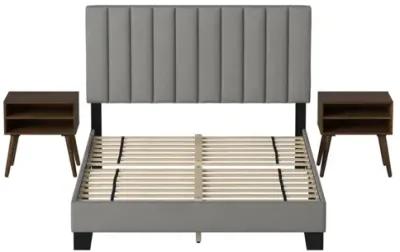 Coyote Gray Queen Bed w/2 Nightstands