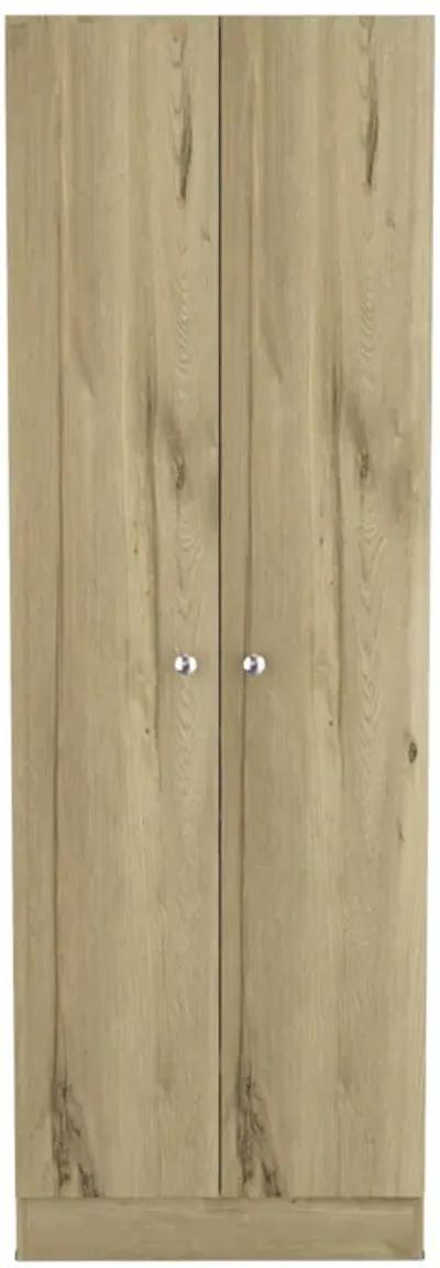 Multi Storage Cabinet, Double Door, Five Shelves - Light Oak Black