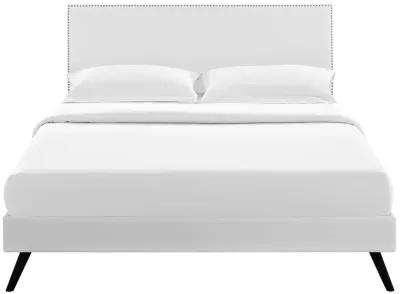 Modway - Macie King Vinyl Platform Bed with Round Splayed Legs White