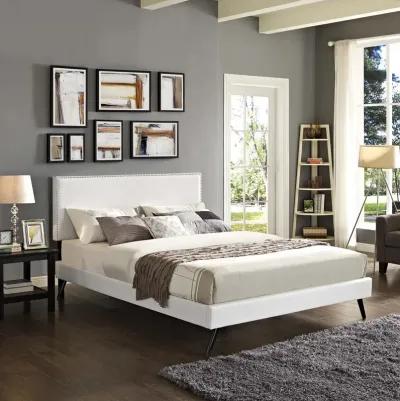 Modway - Macie King Vinyl Platform Bed with Round Splayed Legs White