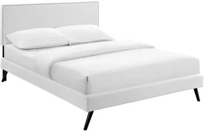 Modway - Macie King Vinyl Platform Bed with Round Splayed Legs White