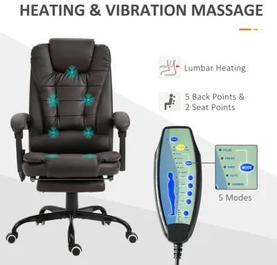 Brown Relaxation Station: Ergonomic Vibrating Massage Office Chair