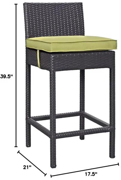 Modway Convene Wicker Rattan Outdoor Patio Bar Stool with Cushion in Espresso Peridot