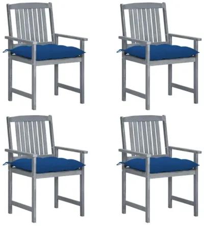 vidaXL Director's Chairs with Cushions 4 pcs Gray Solid Acacia Wood