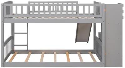 Stairway Twin Over Twin Bunk Bed With Two Drawers And Slide