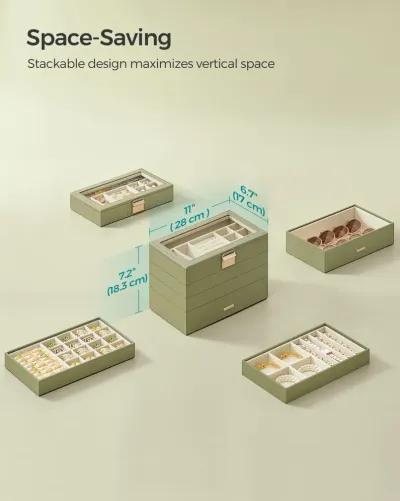 4-Tier Stackable Jewelry Trays for Organized Accessory Storage