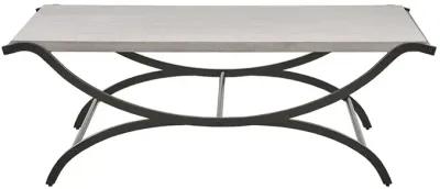 Gracie Mills Trent Modern Contrast Rectangular Coffee Table with Black Trestle Metal Base