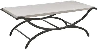 Gracie Mills Trent Modern Contrast Rectangular Coffee Table with Black Trestle Metal Base