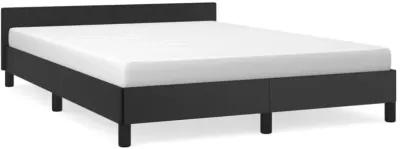 vidaXL Full-Size Bed Frame with Headboard, 53.9"x74.8", Faux Leather and Plywood Construction, Elegant Black