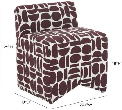 Pippa Merlot Geometric Jacquard Weave Stool