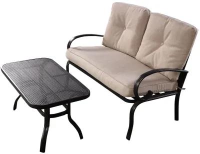 2 Pieces Patio Outdoor Cushioned Coffee Table Seat