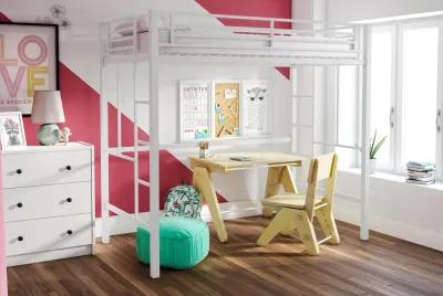 Atwater Living Grace Twin Metal Loft Bed with Two Ladders and Safety Railings