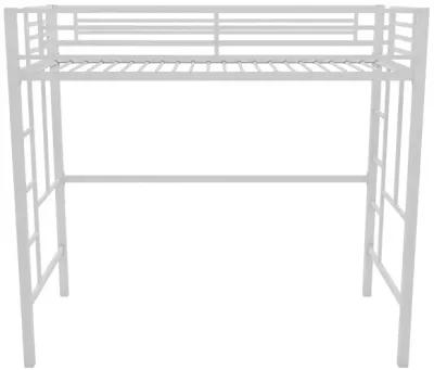 Atwater Living Grace Twin Metal Loft Bed with Two Ladders and Safety Railings