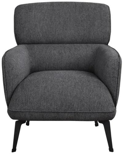 Dup 34 Inch Accent Chair, Cushioned Seat, Rounded Track Arms, Muted Gray - Benzara