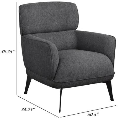 Dup 34 Inch Accent Chair, Cushioned Seat, Rounded Track Arms, Muted Gray - Benzara