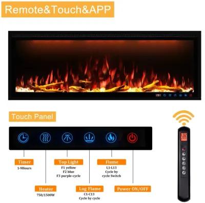 MONDAWE 50" Wall Mounted Embedded Electric Fireplace, 60Hz, 110-120 Volt, 1500W, With Overheat Protection Device