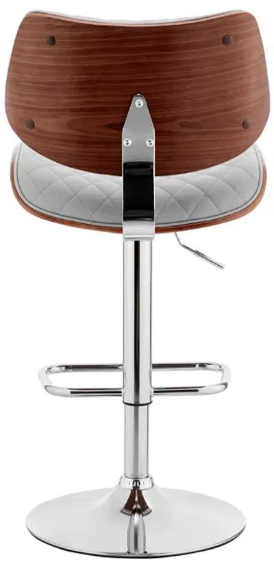 Leland Adjustable Gray Faux Leather and Chrome Finish Stool