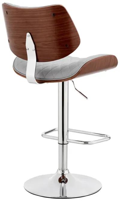 Leland Adjustable Gray Faux Leather and Chrome Finish Stool