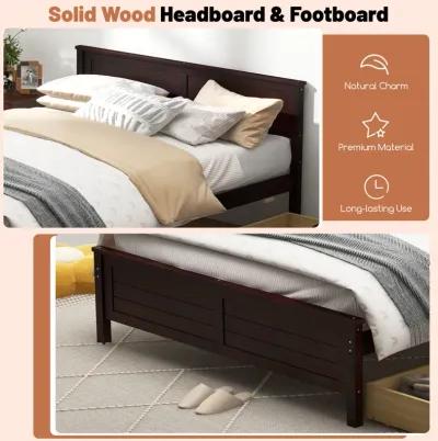 Full Size Bed Frame with Storage Drawers and Solid Wood Headboard