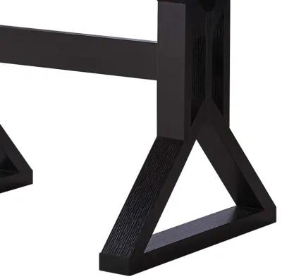 Two Toned Rectangular Wooden Dining Table with X Shaped Trestle Base, Black and Brown-Benzara