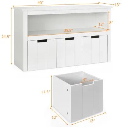 Kid Toy Storage Cabinet 3 Drawer Chest with Wheels Large Storage Cube Shelf