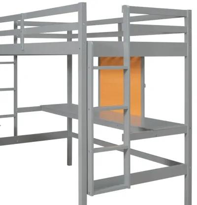 Merax Modern  Wooden Loft Bed with Desk