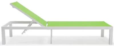 LeisureMod Marlin Patio Chaise Lounge Chair With White Aluminum Frame, Set of 2