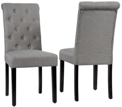 2 Pieces Tufted Dining Chair Set with Adjustable Anti-Slip Foot Pads