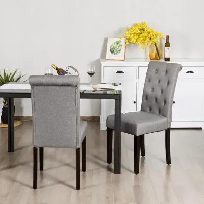 2 Pieces Tufted Dining Chair Set with Adjustable Anti-Slip Foot Pads