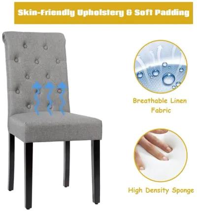 2 Pieces Tufted Dining Chair Set with Adjustable Anti-Slip Foot Pads