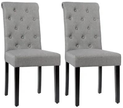 2 Pieces Tufted Dining Chair Set with Adjustable Anti-Slip Foot Pads