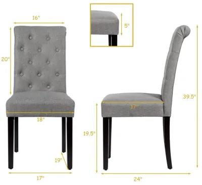 2 Pieces Tufted Dining Chair Set with Adjustable Anti-Slip Foot Pads