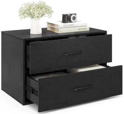 2-Drawer Stackable Horizontal Storage Cabinet Dresser Chest with Handles for Bedroom or Living Room