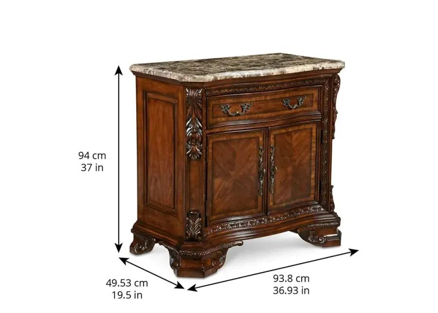 Old World Marble Top Nightstand