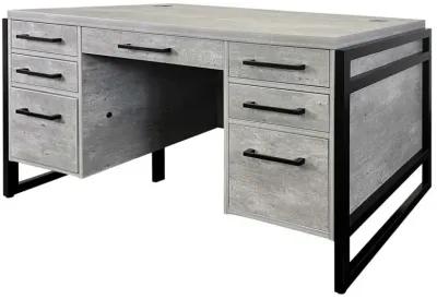 Mason 66" Double Pedestal Desk in Grey