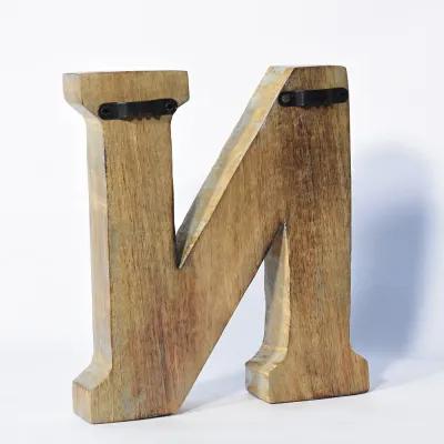 Vintage Gray Handmade Eco-Friendly "N" Alphabet Letter Block For Wall Mount & Table Top D�cor