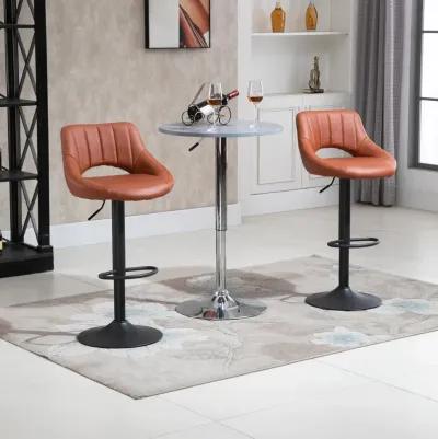 HOMCOM Bar Stools Set of 2, Swivel Bar Height Barstools Chairs with Adjustable Height, Round Heavy Metal Base, and Footrest, Brown