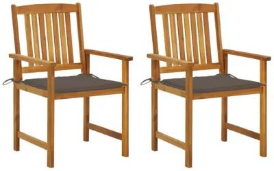 vidaXL Patio Chairs with Cushions 2 pcs Solid Acacia Wood