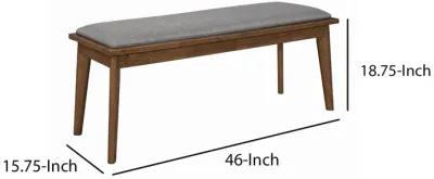 Fabric Upholstered Wooden Bench with Chamfered Legs, Gray and Brown-Benzara