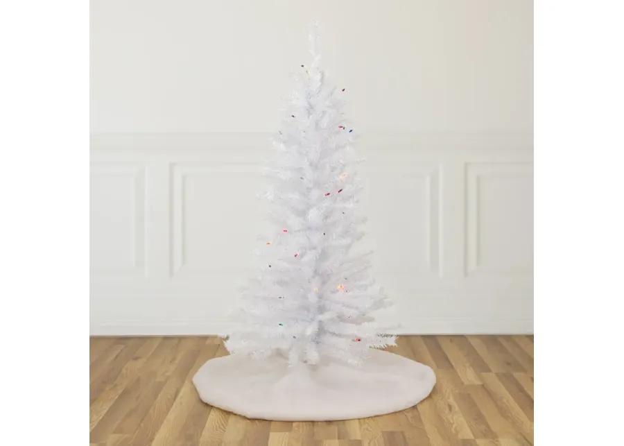 4' Pre-Lit Woodbury White Pine Slim Artificial Christmas Tree  Multi Lights