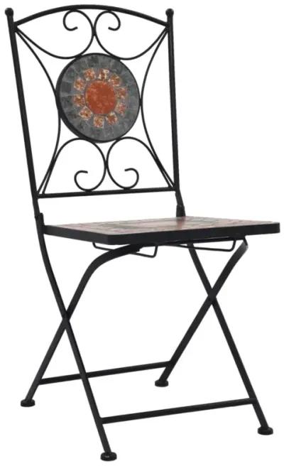 vidaXL Mosaic Bistro Chairs 2 pcs Orange/Gray