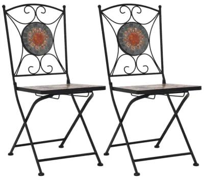 vidaXL Mosaic Bistro Chairs 2 pcs Orange/Gray