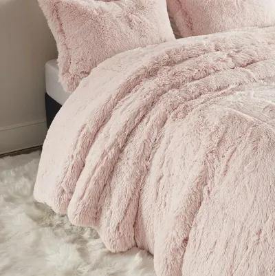 Belen Kox Plush Bliss Long Fur Comforter Set Blush, Belen Kox