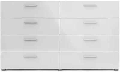 Tvilum Austin 8 Drawer Double Dresser, Oak Structure/White High Gloss