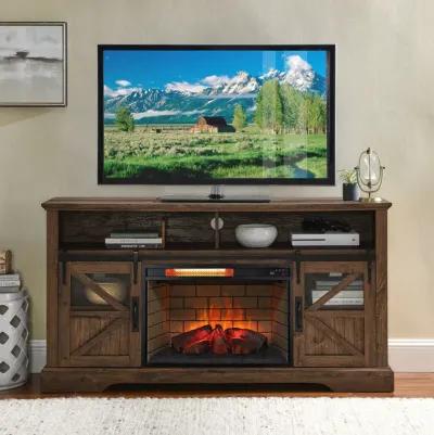 MONDAWE 26 Inch Infrared Quartz Heater Fireplace Insert -Woodlog Version With Brick